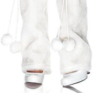 WHITE FLUFFY BOOT TOPPERS LEG WARMERS